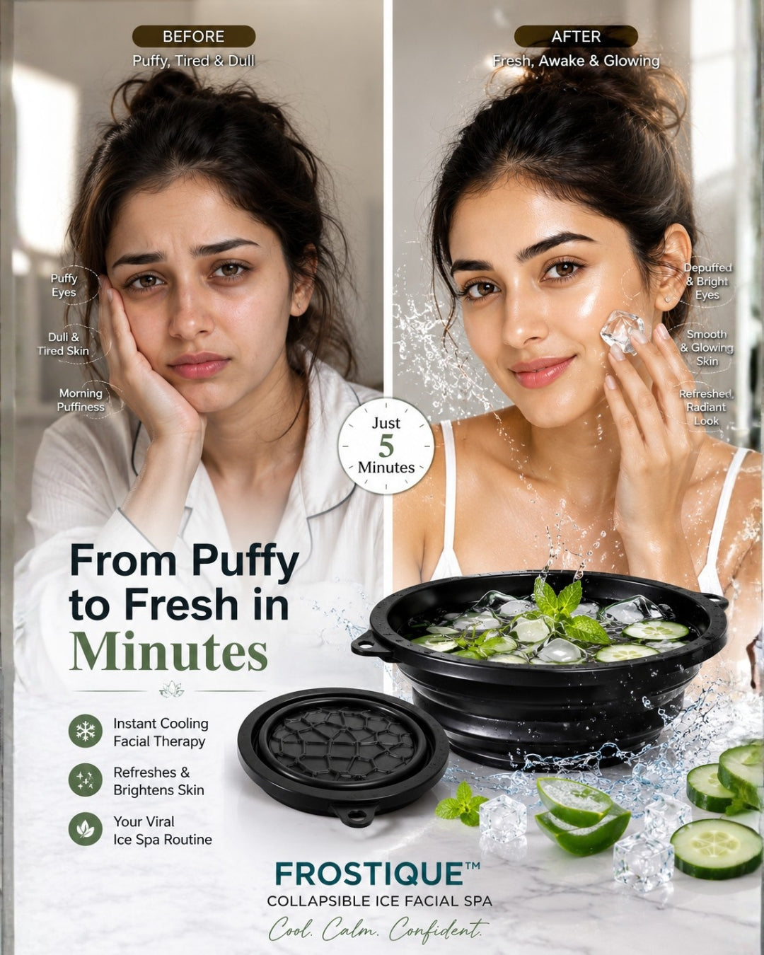 Frostique™ Collapsible Ice Facial Spa – Instant Glow & De-Puff Therapy